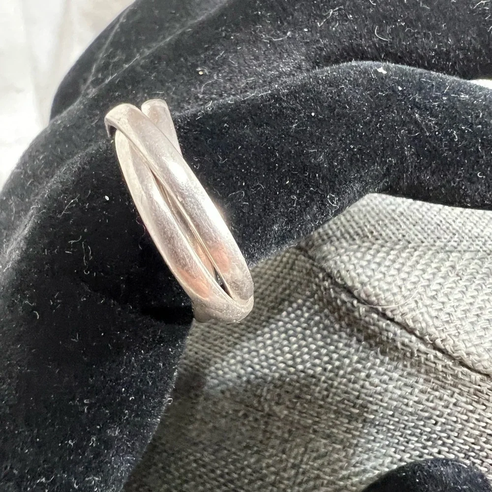 Sterling Silver 925 Interlocking, Russian Wedding Ring. Size 10 Unique☑️
